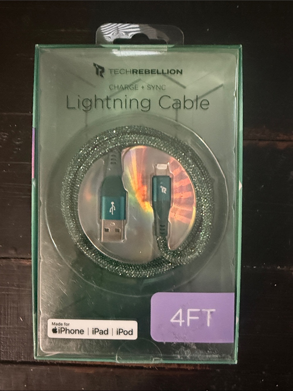 Rebellion Green Braided Lightning Cable for iPhone iPad iPod